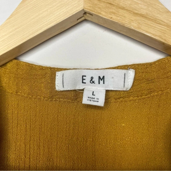☀️E&M Boho Mustard Lace Sleeveless Front Tie Blouse Top - Picture 4 of 6